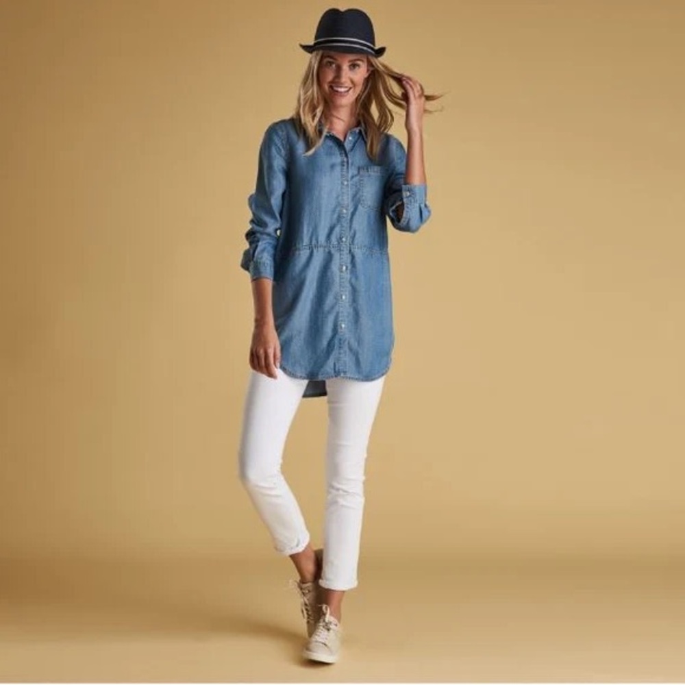 BARBOUR Coastal Collection Sailboat Button-Up Shirt 6 Blue